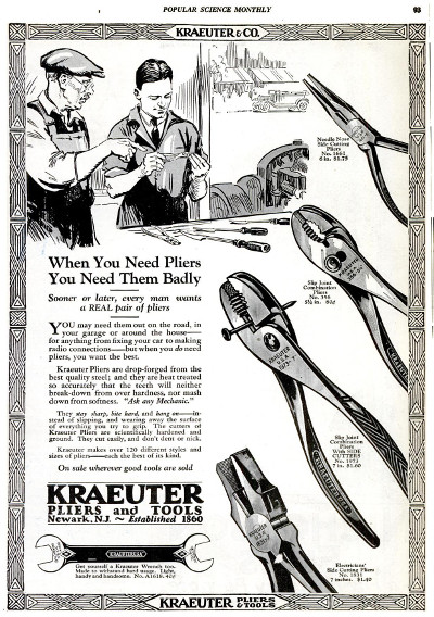 [1924 Advertisement for Kraeuter Tools]