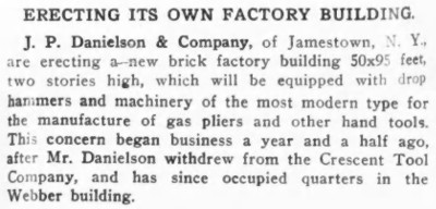 [1909 Notice for J.P. Danielson]