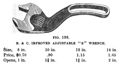 [1895 Ad for Bemis & Call Adjustable Wrench]