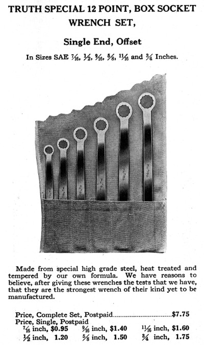 [1928 Catalog Listing for Truth Box Wrenches]