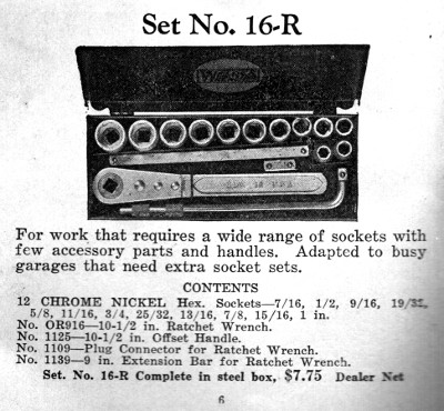 [1928 Catalog Listing for Walden No. 16-R Socket Set]