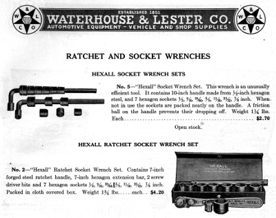 [1924 Catalog Listing for Hexall Socket Sets]