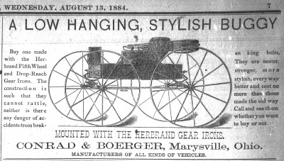 [1884 Ad for Buggies with Herbrand Running Gear]
