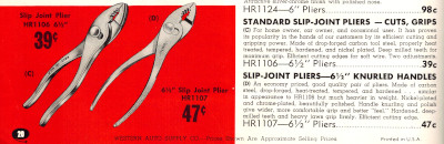 [1953 Catalog Listing for Westcraft Combination Pliers]