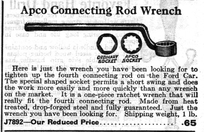 [1922 Catalog Listing for APCO 5/8 Offset Box Wrench]