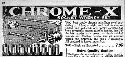 [1935 Catalog Preview of Chrome-X Brand Socket Set]