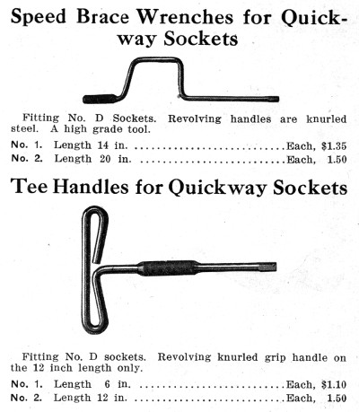 [1925 Catalog Listing for Quickway 1/2-Hex Drive Speeder and Tee Handles]