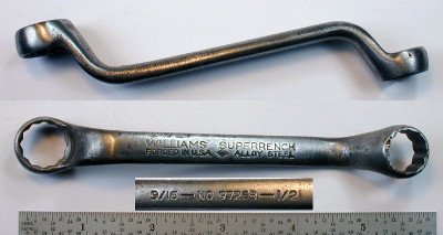 Williams Superrench 7/8" 13/16" Double End Box Wrench 8731B 